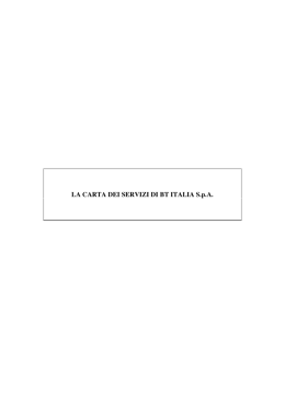 LA CARTA DEI SERVIZI DI BT ITALIA S.p.A.