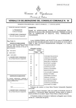 verbale di deliberazione del consiglio comunale n. 54
