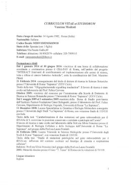 CURRICULUM VITAE etSTUDIOR UM Vanessa Modesti Data