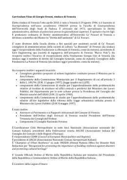 Curriculum Vitae di Giorgio Orsoni, sindaco di Venezia