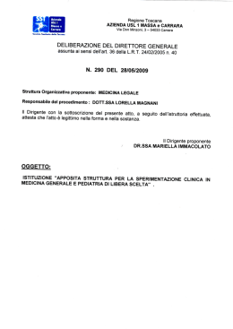 deliberazione del direttore generale n. 290 del 28/05/2009 oggetto