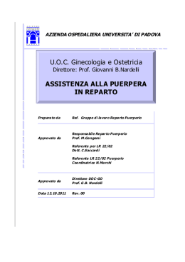 U.O.C. Ginecologia e Ostetricia ASSISTENZA ALLA PUERPERA IN
