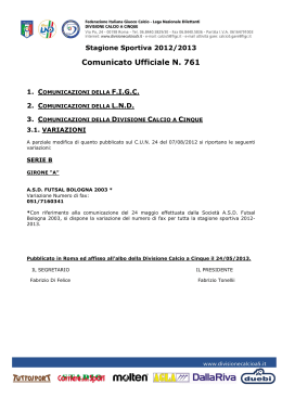 Variazione Numero di fax Serie B - Girone