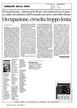 Occupazione, crescita troppo lenta