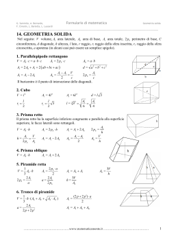 Formulario Geometria Solida - Liceo "G. Stampacchia"