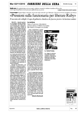 &ldquo;Pressioni sulla funzionaria per liberare Ruby&rdquo; (Corriere)