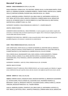 Mercoledi` 16 aprile - Trofeo delle Regioni