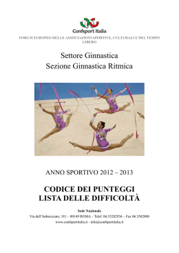 Settore Ginnastica Sezione Ginnastica Ritmica
