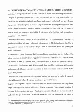 LA GIURISPRUDENZA ITALIANA IN MATERIA DI VENDITA