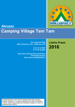 Listino Prezzi Camping Village Tam Tam