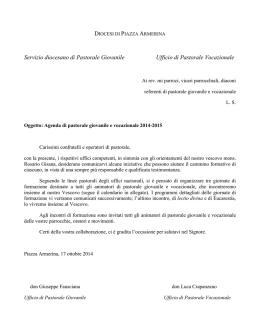 Lettera pastorale giovanile e vocazionale