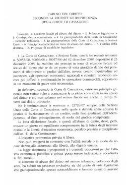 L`abuso del diritto secondo la recente giurisprudenza della Corte di
