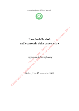 Il ruolo delle citt&agrave; nell`economia della conoscenza