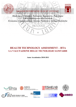 Master HTA - Presentazione - Pillole di Farmacoeconomia