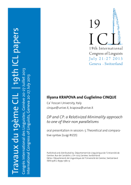 Travaux du 19ème CIL | 19th ICL papers C