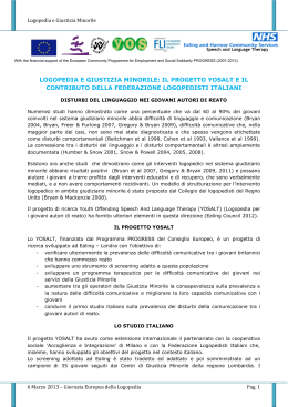 Logopedia e Giustizia Minorile - Federazione Logopedisti Italiani