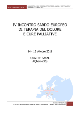 IV INCONTRO SARDO EUROPEO DI TERAPIA DEL DOLORE E