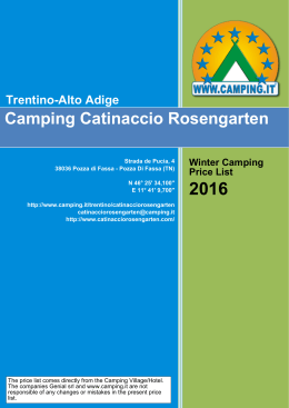 Camping Catinaccio Rosengarten Price List