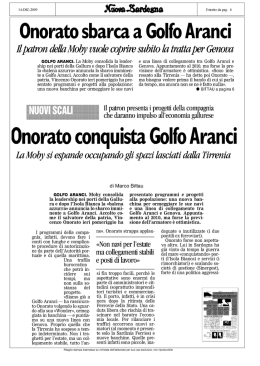 Onorato sbarca a Golfo Aranci