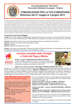 Incontro mondiale delle Famiglie e Visita del Papa a Milano