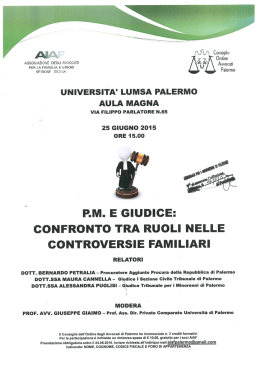 Locandina evento - Tribunale per i Minorenni di Palermo