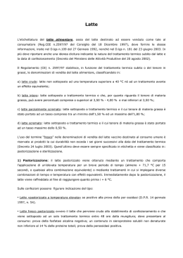L`etichettatura del latte alimentare, ossia del latte destinato ad