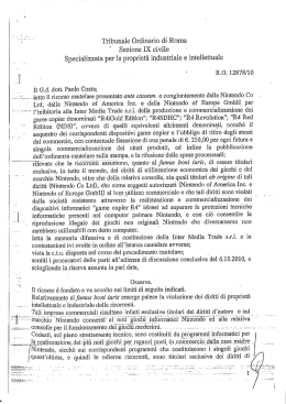 Tribunale Ordinario di Roma Sezione IX civile Specializzata per la