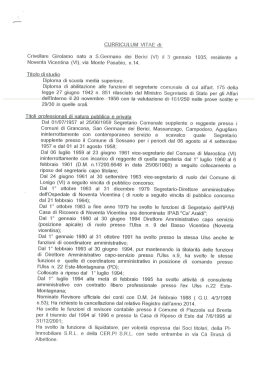 Curriculum - Il Comune di Noventa Vicentina