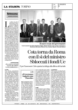 Cota torna da Roma con il s&igrave; del ministro. sbloccati i