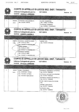 Sez. Civile calendario rinvii 12 novembre 2010
