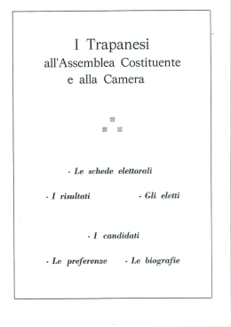 I Trapanesi all`Assemblea Costituente e alla Camera