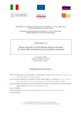 Workshop n. 4 Donne migranti in Friuli Venezia Giulia e Slovenia. Il