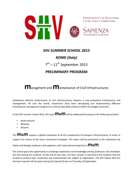 SIIV SUMMER SCHOOL 2015 ROME (Italy) 7th – 11th September