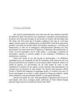 12. Esercizi di Gestalt Gli esercizi psicoterapeutici
