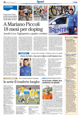A Mariano Piccoli 18 mesi per doping