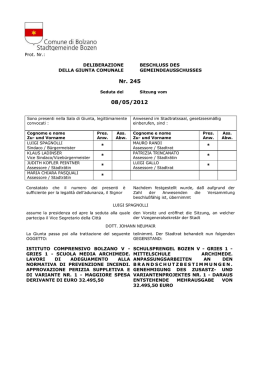 Delibera della Giunta Comunale n. 245 del 08.05.2012