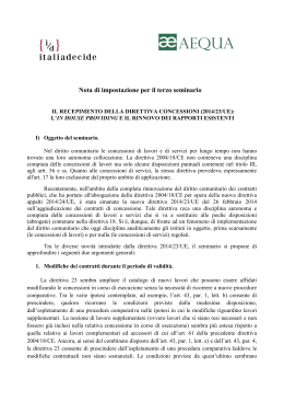 Il recepimento della direttiva concessioni (2014/23/UE): L