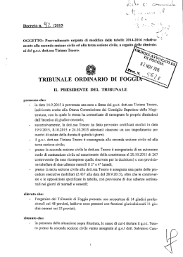 Decreto del Presidente del Tribunale di Foggia n. 92/2015