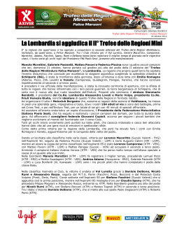 La Lombardia si aggiudica il II° Trofeo delle Regioni Mini La