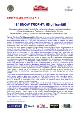 18° SNOW TROPHY: 55 gli iscritti! - 18° Snow Trophy - Primiero