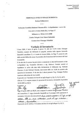 Inventario Fallimento Caseificio Stabiumi Giacomo Spa