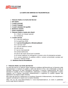 LA CARTA DEI SERVIZI DI TELECOMITALIA INDICE 1. Telecom