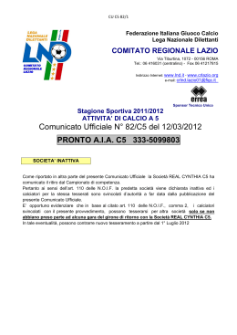 Comunicato Ufficiale N° 82/C5 del 12/03/2012 PRONTO AIA C5 333