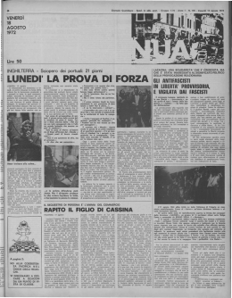 LUNEDI` LA PROVA DI FORZA