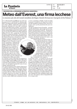 20-05-2011, La Provincia di Lecco - "Meteo dall - Ev-K2-CNR