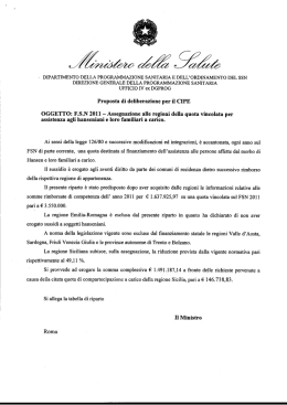 OGGETTO: F.S.N 2011 - Assegnazione alle regioni della quota