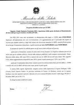 Oggetto: Fondo Sanitario Nazionale 2011: ripartizione della quota
