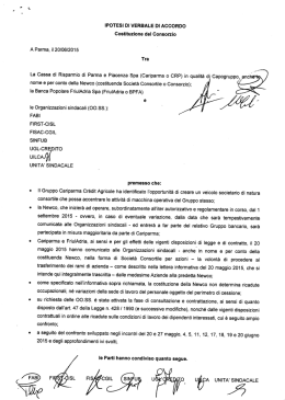 Ipotesi accordo costituzione Consorzio