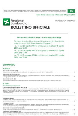 Serie Avvisi e Concorsi n. 15 di mercoled&igrave; 09 aprile 2014