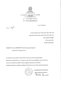 Orario definitivo delle lezioni pomeridiane di